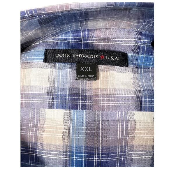 John Varvatos Mens Blue Plaid Collared Lightweight Button Up Shirt Sz XXL New - Picture 4 of 13
